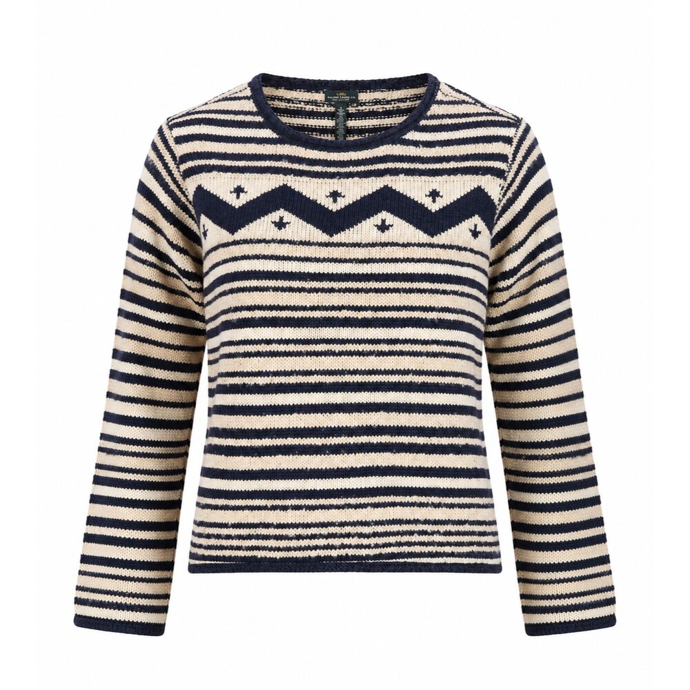 Lauren Ralph Lauren LRL Women’s Size L Navy Cream Striped Wool Blend Knit Sweate
